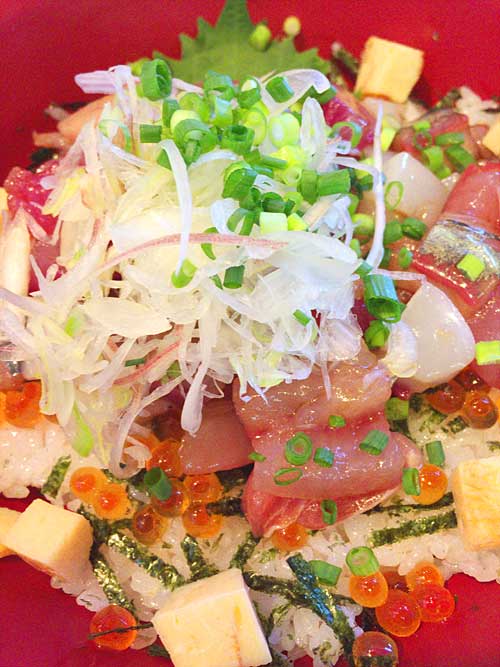 江ノ島で海鮮丼のランチ・グルメ　藤波の新鮮なお刺身 海鮮づけ丼